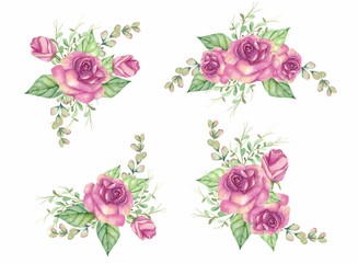 Seamless Pattern Beautiful Purple Rose Painting Ornament