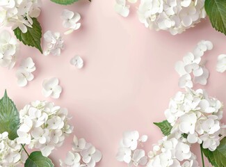 Pink Background With White Flowers