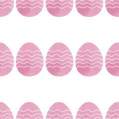 Seamless pattern with easter eggs, hand drawn illustration in watercolor style