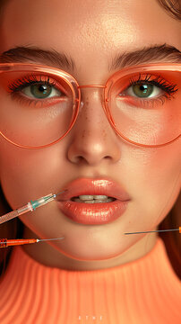 Beautiful young woman getting cosmetology treatment facial skin injection in beauty clinic, closeup. Woman in beauty salon. plastic surgery clinic. Minimalism.