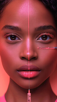 Beautiful young woman getting cosmetology treatment facial skin injection in beauty clinic, closeup. Woman in beauty salon. plastic surgery clinic. Minimalism.
