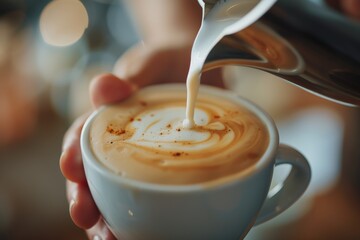 Pouring Coffee Into a Cup - obrazy, fototapety, plakaty