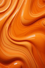 This close-up view showcases the intricate details of an orange liquid texture, revealing the smooth surface and vibrant color of the substance