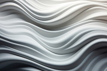 This design features a white wave pattern with gradual variations. The waves repeat in a rhythmic manner throughout the image - obrazy, fototapety, plakaty