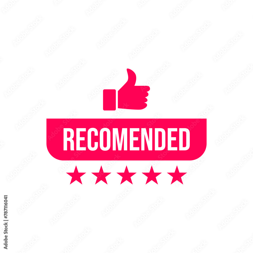 Wall mural Recommended sticker label. Recommendation tag. Vector illustration.