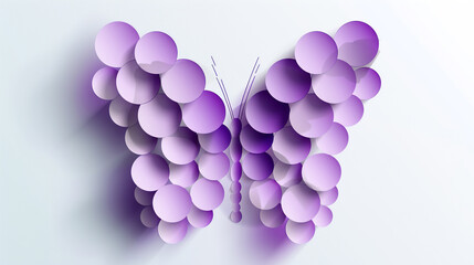 Abstract butterfly infographics in lavender shades cast pastel shadows on white.