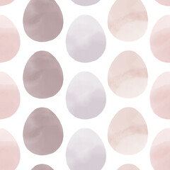 Seamless pattern with easter eggs, hand drawn illustration in watercolor style