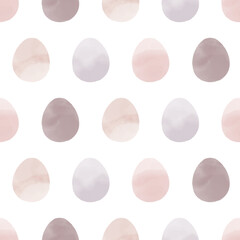 Seamless pattern with easter eggs, hand drawn illustration in watercolor style