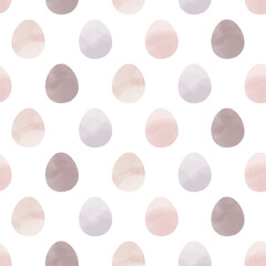 Seamless pattern with easter eggs, hand drawn illustration in watercolor style