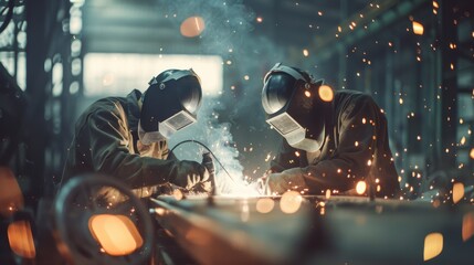 welder factory worker Metal sparks