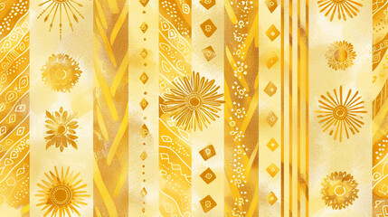 Sunny desert texture, golden stripes with stylized floral shapes.