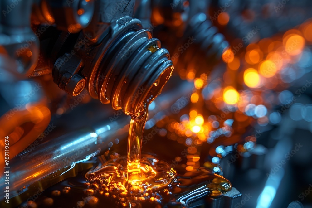 Poster high precision automated oiling system in motion, providing essential lubrication to intricate machi