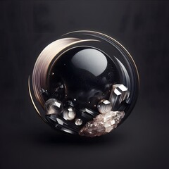 glass sphere on black background