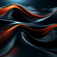abstract background with smooth lines in blue. orange and black colors