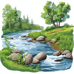 vector river nature on white background .Generative AI