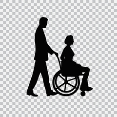 Man in a wheelchair on transparent vector illustration - 787120886