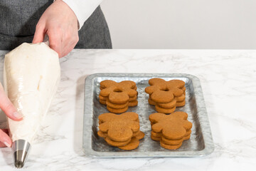 Creating Gingerbread Cookie Sandwiches with Buttercream Filling