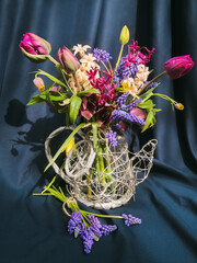Romantic bouquet of the first garden flowers - 787121223