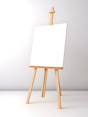 White canvas on the easel. Simple mockup template