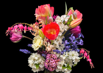 Romantic bouquet of the first garden flowers - 787121272