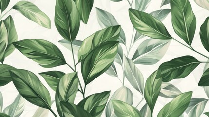 Eco-friendly hand drawn green leaves background. Ecology, healthy environment, nature, decoration, beauty product concept design backdrop