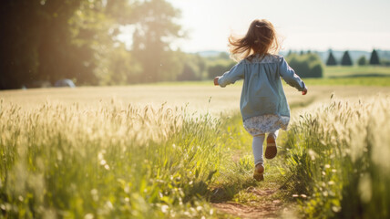 Obraz premium little girl running on field