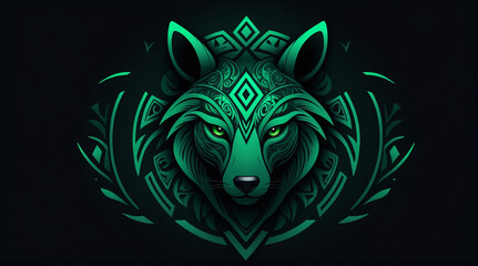 wolf head tribal tattoo, vector illustration Generative Ai