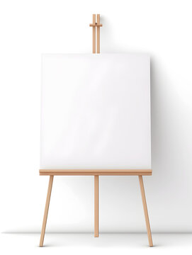 White canvas on the easel. Simple mockup template.