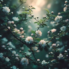 Enchanting Blooms Amidst Ethereal Light: A Captivating Dance of Nature Unveiling the Serene Beauty and Harmonious Symphony of Spring’s Awakening