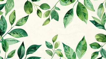 Eco-friendly hand drawn border green leaves background with place for text. Ecology, healthy environment, nature, decoration, beauty product concept design backdrop