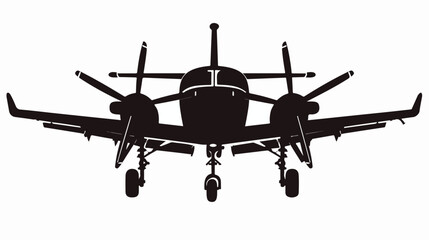 Airplane. Propeller plane. Airplane silhouette front - obrazy, fototapety, plakaty