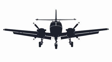 Airplane. Propeller plane. Airplane silhouette front - obrazy, fototapety, plakaty