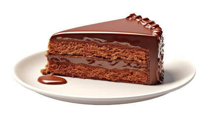 piece of chocolate cake isolated on transparent background cutout