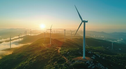 The wind turbine on the mountaintop