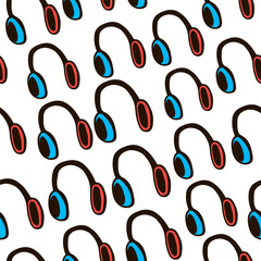 seamless pattern abstract subcultural object headphones sign in vector in flat style. template for design, poster, print, backdrop, background, wallpaper, wrapping, fabric