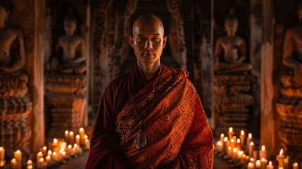 portrait of a Tibetan monk in a monastery