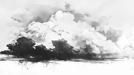 Obraz premium 水墨画の雲