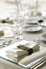 The elegant wedding table ready for guests.