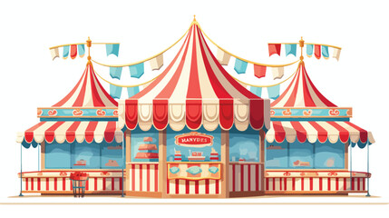 Amusement park stall flat vector illustration. Cartoon