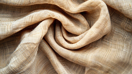 Texture of beige fabric as background top view