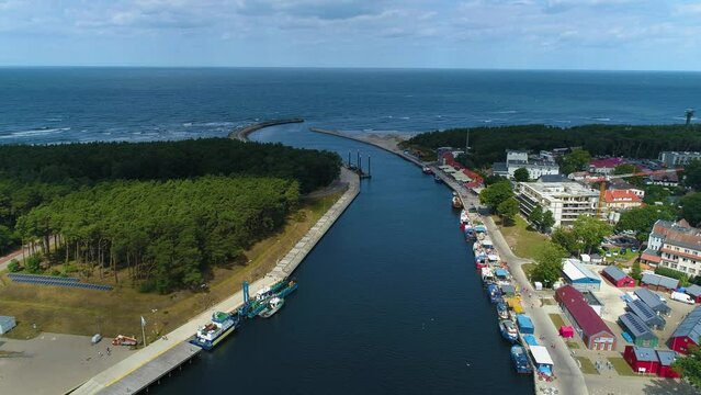 Port Of Mrzezyno Rzeka Rega Aerial View Poland