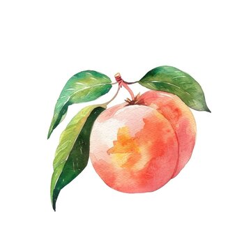 A delicate watercolor of a ripe peach