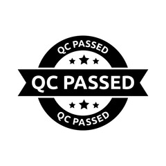 QC passed label. qc passed stamp. qc passed sticker design isolated on white background.