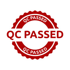 QC passed label. qc passed stamp. qc passed sticker design isolated on white background.