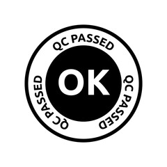 QC passed label. qc passed stamp. qc passed sticker design isolated on white background.