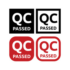 QC passed label. qc passed stamp. qc passed sticker design isolated on white background.