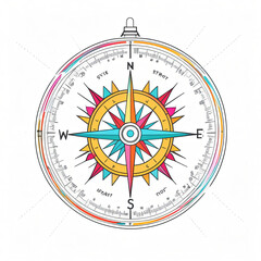 Compass rose, compass icon on isolated white background