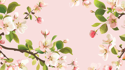 Apple tree blossoms against a pink backdrop with space