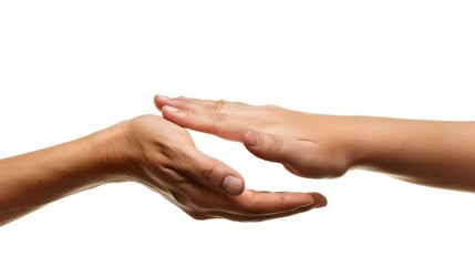 On a background of an isolated scene, two hands offer assistance