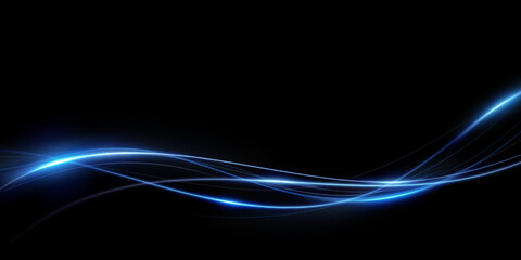 Abstract lines.Neon lines of speed and fast wind. effect of moving at the speed of light. Blue glow effect. Magic shiny line. Neon. Background.	